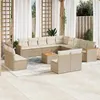 Image de vidaXL Salon de jardin avec coussins 14 pcs beige résine tressée