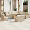 Image de vidaXL Vidaxl Salon De Jardin Avec Coussins 14 Pcs Beige Résine Tressée