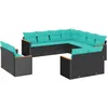 Image de vidaXL Vidaxl Salon De Jardin 11 Pcs Avec Coussins Noir Résine Tressée
