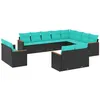 Image de Vidaxl Salon De Jardin Avec Coussins 12 Pcs Noir RÃ©sine TressÃ©e