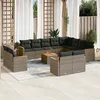 Image de vidaXL Vidaxl Salon De Jardin Avec Coussins 13 Pcs Gris Résine Tressée