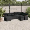 Image de Vidaxl Salon De Jardin 9 Pcs Avec Coussins Noir RÃ©sine TressÃ©e