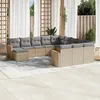 Image de Vidaxl Salon De Jardin Et Coussins 12 Pcs MÃ©lange Beige RÃ©sine TressÃ©e