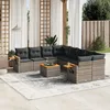 Image de Vidaxl Salon De Jardin 9 Pcs Avec Coussins Gris RÃ©sine TressÃ©e