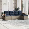 Image de Vidaxl Salon De Jardin 5 Pcs Avec Coussins Gris RÃ©sine TressÃ©e