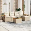Image de Vidaxl Salon De Jardin Avec Coussins 6 Pcs Beige RÃ©sine TressÃ©e