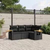 Image de Vidaxl Salon De Jardin 4 Pcs Avec Coussins Noir RÃ©sine TressÃ©e