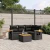 Image de Vidaxl Salon De Jardin 5 Pcs Avec Coussins Noir RÃ©sine TressÃ©e