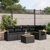 Image de Vidaxl Salon De Jardin 6 Pcs Avec Coussins Noir RÃ©sine TressÃ©e