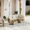 Image de vidaXL Salon de jardin avec coussins 6 pcs beige résine tressée3226821