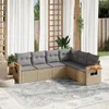 Image de Vidaxl Salon De Jardin Avec Coussins 6 Pcs Beige RÃ©sine TressÃ©e