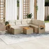 Image de vidaXL Vidaxl Salon De Jardin Avec Coussins 8 Pcs Beige Résine Tressée