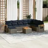 Image de Vidaxl Salon De Jardin 9 Pcs Avec Coussins Gris RÃ©sine TressÃ©e
