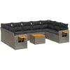 Image de Vidaxl Salon De Jardin Avec Coussins 10 Pcs Gris RÃ©sine TressÃ©e