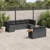 Image de vidaXL Salon de jardin 9 pcs avec coussins noir résine tressée