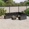 Image de vidaXL Salon de jardin 10 pcs avec coussins noir résine tressée