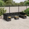 Image de Vidaxl Salon De Jardin 11 Pcs Avec Coussins Noir RÃ©sine TressÃ©e