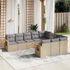 Image de vidaXL Vidaxl Salon De Jardin Avec Coussins 10 Pcs Beige Résine Tressée