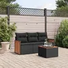 Image de vidaXL Salon de jardin 4 pcs avec coussins noir résine tressée3227441