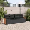 Image de Vidaxl Salon De Jardin 4 Pcs Avec Coussins Noir RÃ©sine TressÃ©e