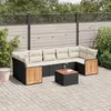 Image de vidaXL Salon de jardin 8 pcs avec coussins noir résine tressée