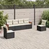 Image de vidaXL Salon de jardin 6 pcs avec coussins noir résine tressée