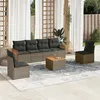 Image de vidaXL Salon de jardin avec coussins 7 pcs gris résine tressée