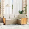 Image de Vidaxl Salon De Jardin Avec Coussins 4 Pcs Beige RÃ©sine TressÃ©e