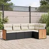 Image de vidaXL Salon de jardin 5 pcs avec coussins noir résine tressée