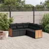 Image de vidaXL Salon de jardin 5 pcs avec coussins noir résine tressée