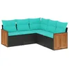 Image de Vidaxl Salon De Jardin 5 Pcs Avec Coussins Noir RÃ©sine TressÃ©e