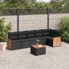 Image de Vidaxl Salon De Jardin 7 Pcs Avec Coussins Noir RÃ©sine TressÃ©e