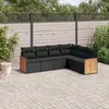 Image de Vidaxl Salon De Jardin 6 Pcs Avec Coussins Noir RÃ©sine TressÃ©e
