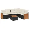 Image de vidaXL Salon de jardin 7 pcs avec coussins noir résine tressée