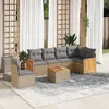 Image de vidaXL Salon de jardin avec coussins 7 pcs beige résine tressée