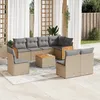 Image de Vidaxl Salon De Jardin Avec Coussins 9 Pcs Beige RÃ©sine TressÃ©e