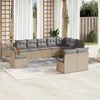 Image de Vidaxl Salon De Jardin Avec Coussins 10 Pcs Beige RÃ©sine TressÃ©e