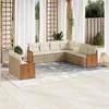 Image de vidaXL Salon de jardin avec coussins 9 pcs beige résine tressée