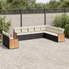 Image de Vidaxl Salon De Jardin 10 Pcs Avec Coussins Noir RÃ©sine TressÃ©e
