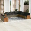Image de Vidaxl Salon De Jardin 11 Pcs Avec Coussins Gris RÃ©sine TressÃ©e
