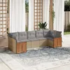 Image de Vidaxl Salon De Jardin Avec Coussins 7 Pcs Beige RÃ©sine TressÃ©e