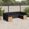 Image de Vidaxl Salon De Jardin 9 Pcs Avec Coussins Noir RÃ©sine TressÃ©e