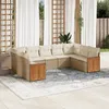 Image de Vidaxl Salon De Jardin Avec Coussins 9 Pcs Beige RÃ©sine TressÃ©e