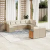 Image de vidaXL Vidaxl Salon De Jardin Avec Coussins 9 Pcs Beige Résine Tressée