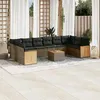 Image de vidaXL Salon de jardin 11 pcs avec coussins gris résine tressée