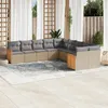 Image de vidaXL Vidaxl Salon De Jardin Avec Coussins 10 Pcs Beige Résine Tressée