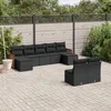 Image de Vidaxl Salon De Jardin 9 Pcs Avec Coussins Noir RÃ©sine TressÃ©e