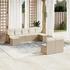Image de vidaXL Salon de jardin avec coussins 9 pcs beige résine tressée
