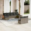 Image de Vidaxl Salon De Jardin 9 Pcs Avec Coussins Gris RÃ©sine TressÃ©e