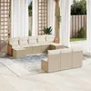 Image de vidaXL Vidaxl Salon De Jardin Avec Coussins 10 Pcs Beige Résine Tressée